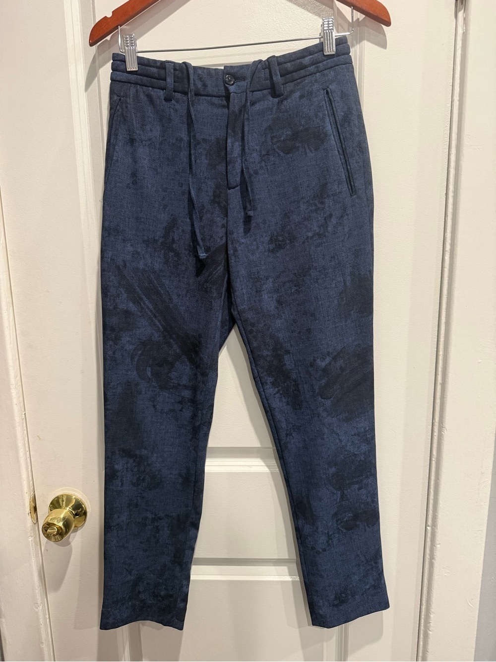 Zara Men's Navy Corduroy Drawstring Trousers